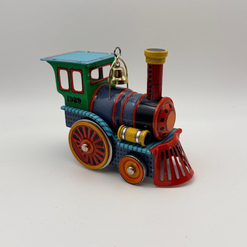 Vintage 1989 Hallmark Keepsake Tin Locomotive Train Christmas Ornament Multi